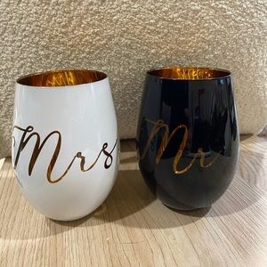 Mr & Mrs Stemless Wine Glasses